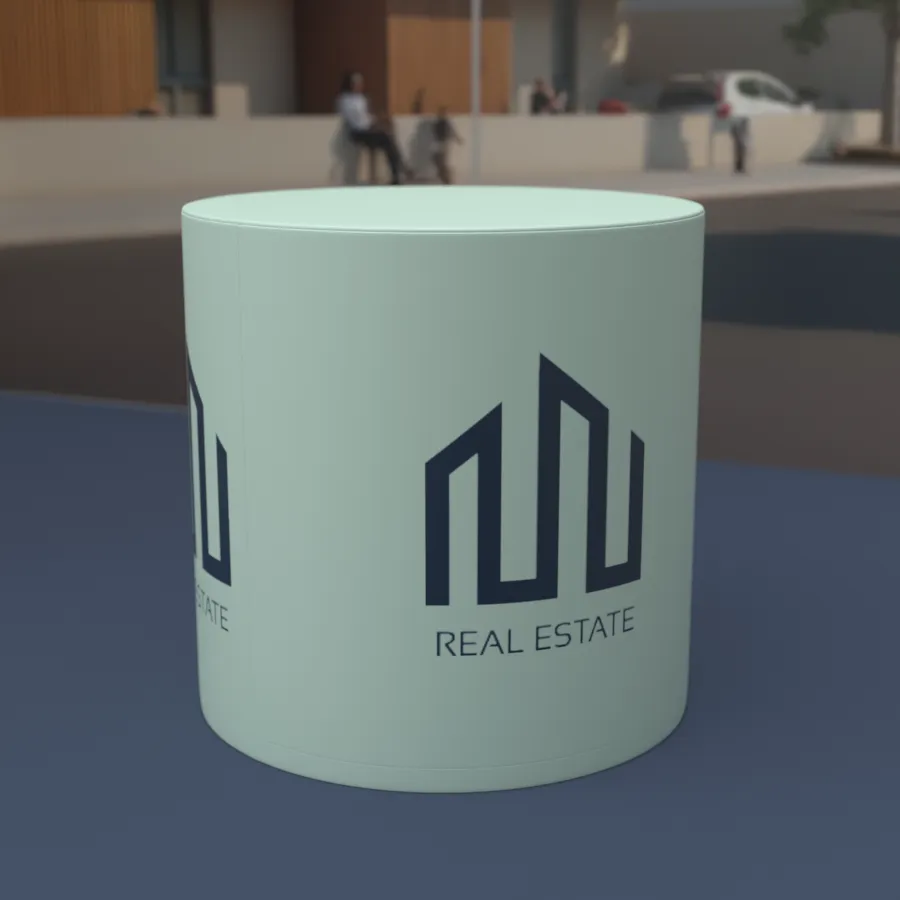 pufka kółko siedzisko z nadrukiem logo