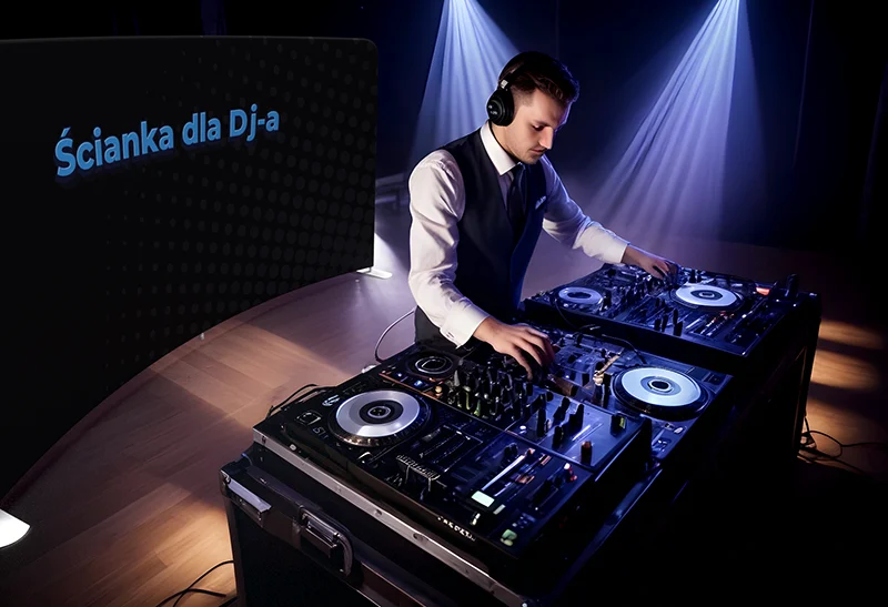 łukowa ścianka reklamowa dla dj-a