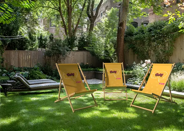 deckchairs in the garden