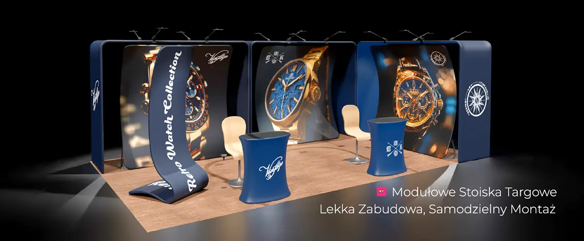 modułowe stoisko targowe tekstylne