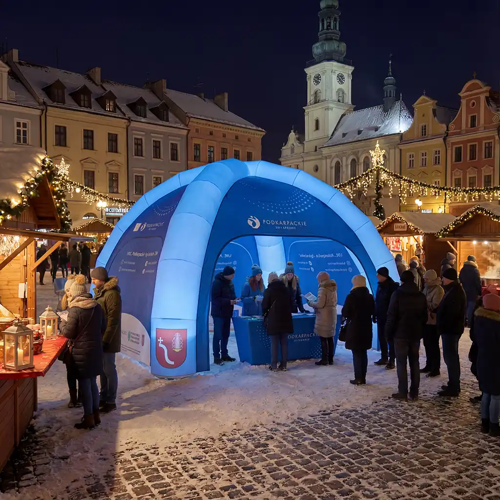 Namiot pająk z herbem gminy i miasta4x4 z podświetleniem LED