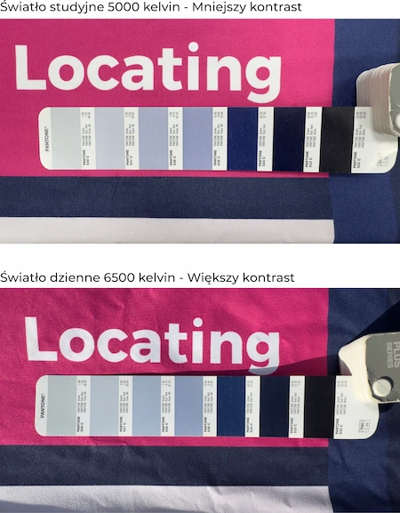 Pantone color comparison under different lighting