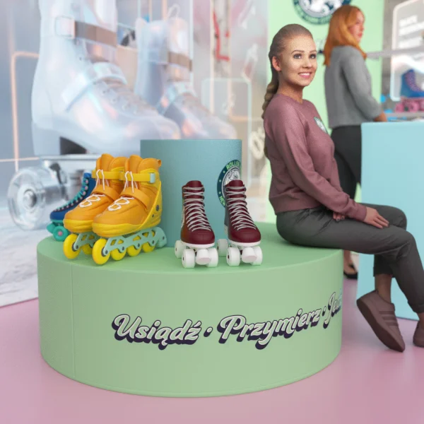 pufa reklamowa donut na stoisku targowym sportowym