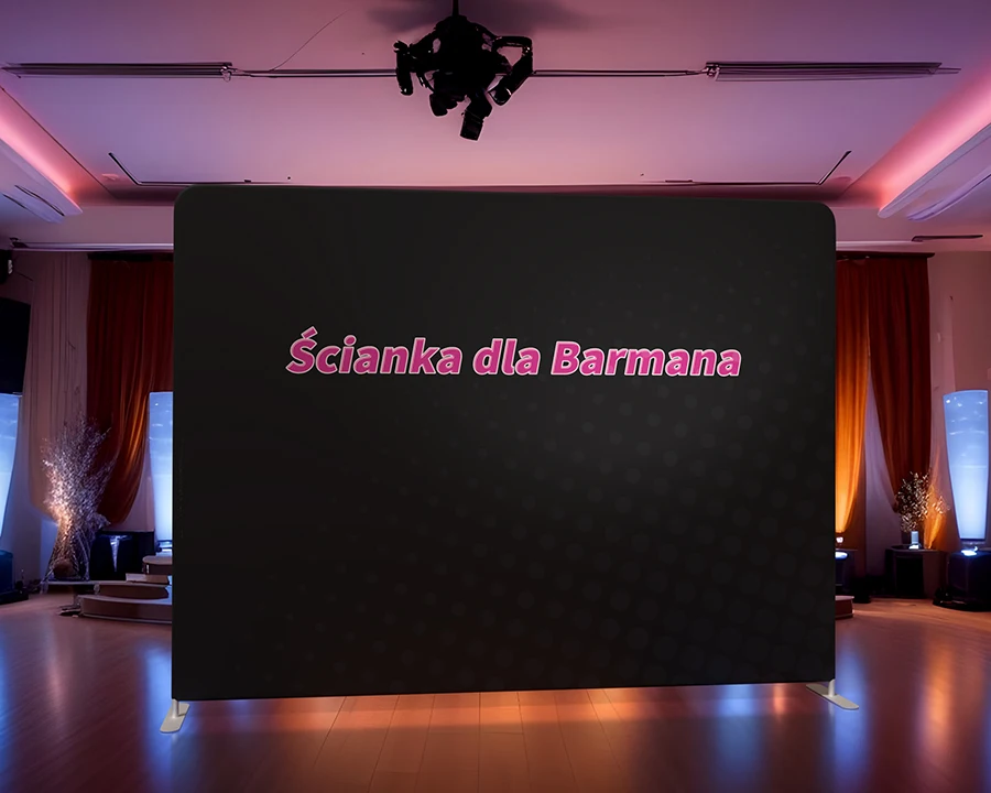 tło sceniczne ze ścianki reklamowej dla barmana