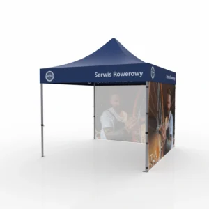 namiot reklamowy serwis rowerowy z dwiema ścianą.webp