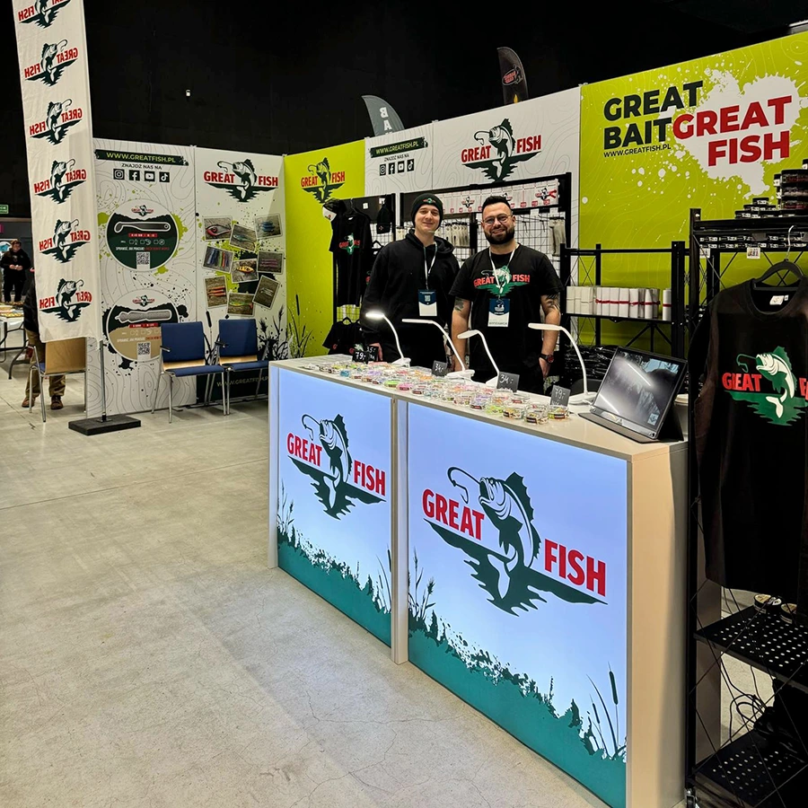 targi rybomania poznań 2024r. firma greate fish na stoisku z ram easy express