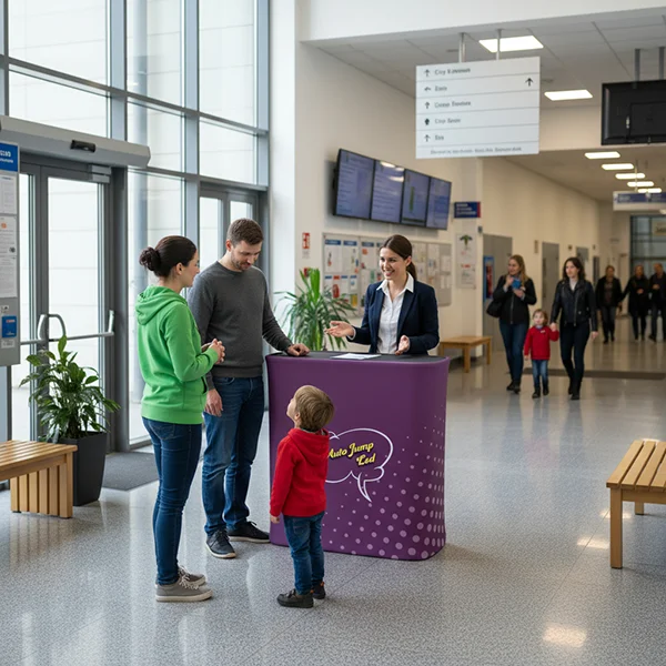samorozkładajaca się trybunka reklamowa Jump Led do urzędu miasta