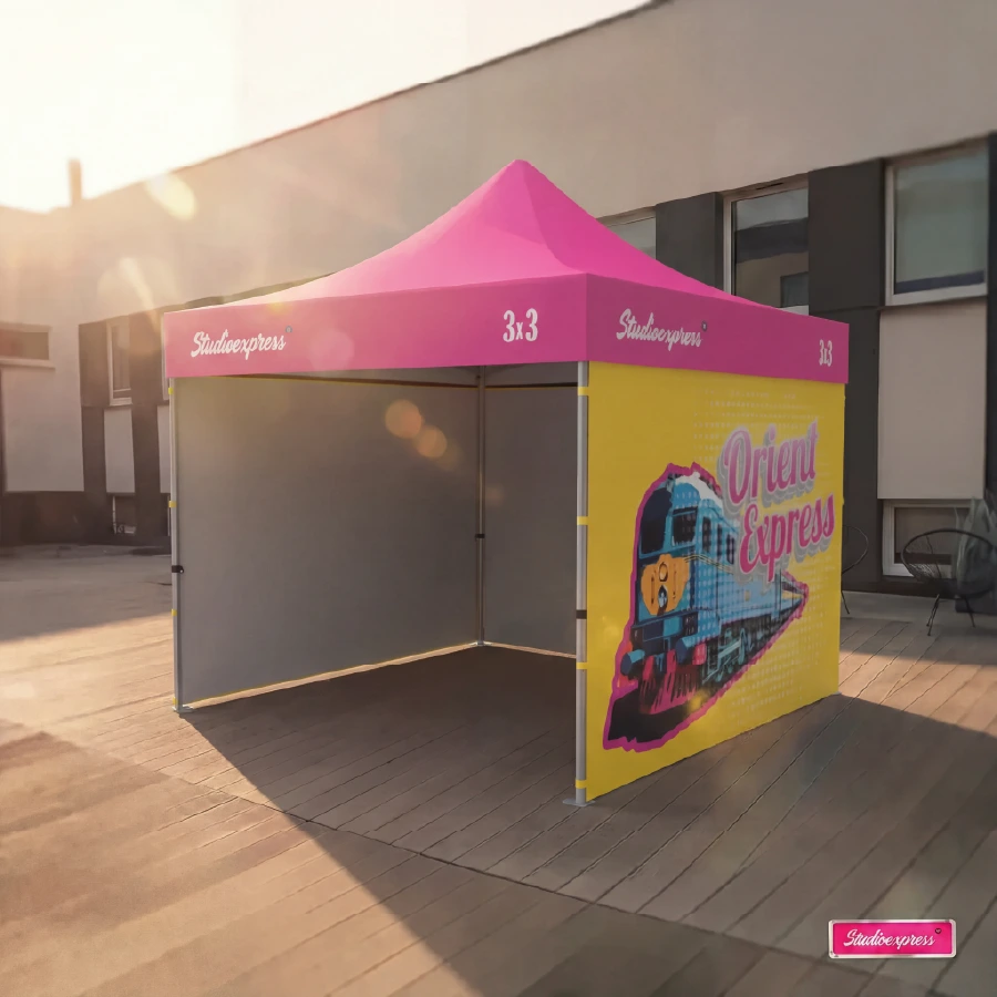 Efekt wizualizacji namiotu reklmaowego 3x3  dzięki AR – widok przed produkcją
